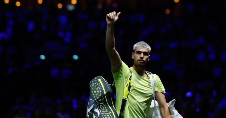 ‘Heartbroken’ Alcaraz drops out of Davis Cup with swollen hamstring